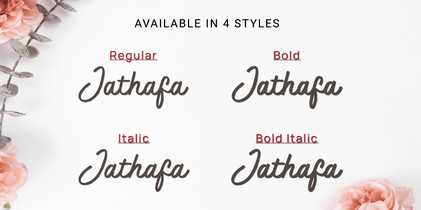 Ejemplo de fuente Jathafa Bold Italic